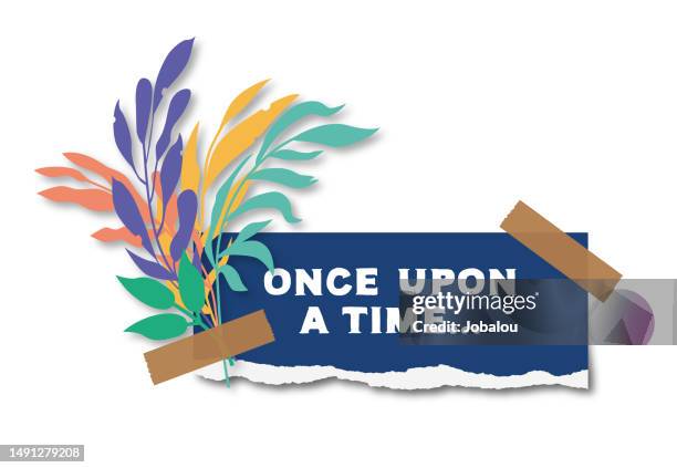 card banner or poster with lettering "once upon a time" - talent show stock illustrations