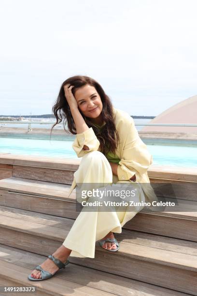 Katie Holmes poses for a portrait session after Kering Talks Women In Motion at Kering suite on May 18, 2023 in Cannes, France.