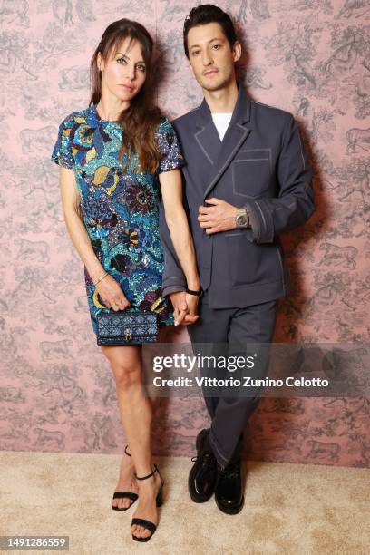 Natasha Andrews and Pierre Niney pose during a portrait session at Le Majestic Hotel on May 17, 2023 in Cannes, France.