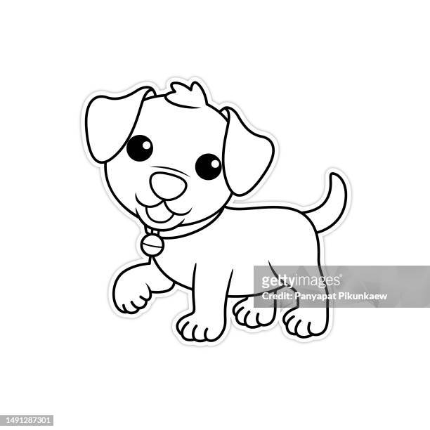 black and white vector illustration of dog isolated on white background. stock illustration - dog white background stock illustrations