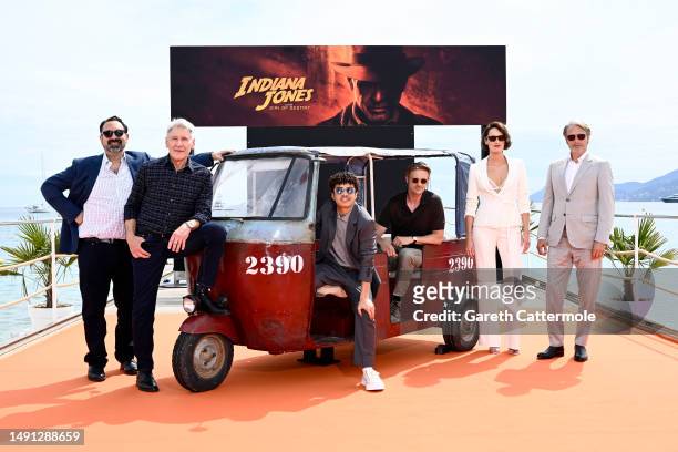 James Mangold, Harrison Ford, Ethann Isidore, Boyd Holbrook, Phoebe Waller-Bridge, and Mads Mikkelsen attend "Indiana Jones and The Dial Of Destiny"...