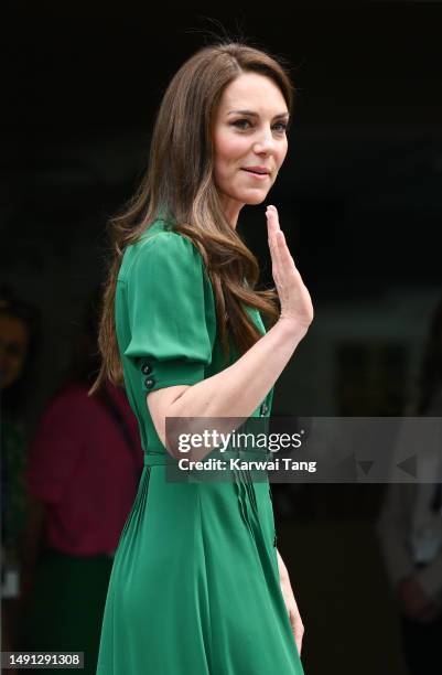 Catherine, Princess of Wales departs after visiting the home of charity Anna Freud, of which she is a patron on May 18, 2023 in London, England. The...