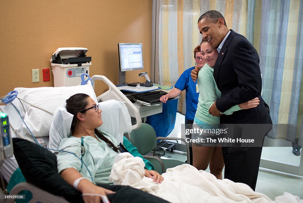 President Obama Visits Victims Of Colorado Theater Shooting