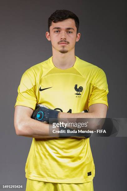 Lucas Lavallee of France poses for a photograph during the official FIFA U-20 World Cup Argentina 2023 portrait session at Hotel Condor de Los Andes...