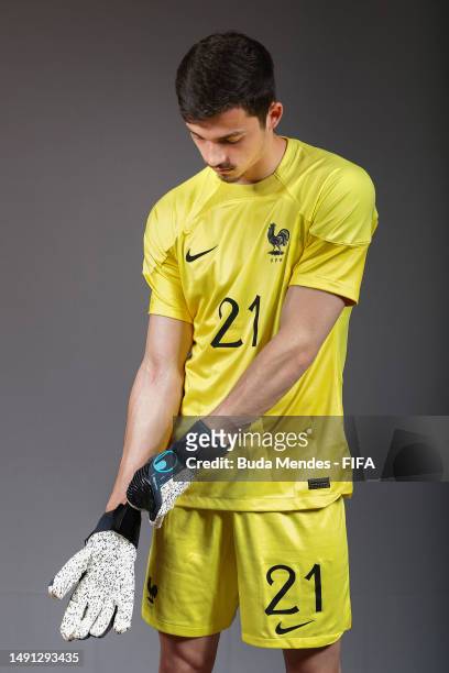 Lucas Lavallee of France poses for a photograph during the official FIFA U-20 World Cup Argentina 2023 portrait session at Hotel Condor de Los Andes...