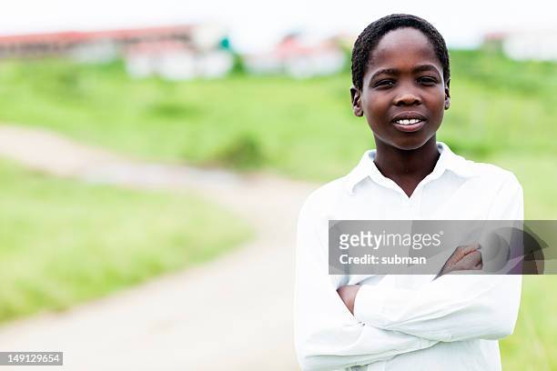 young african child with school clothes - xhosa culture stock pictures, royalty-free photos & images