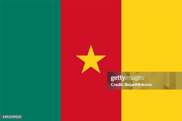 ilustraciones, imágenes clip art, dibujos animados e iconos de stock de camerún bandera.  vector - cameroon