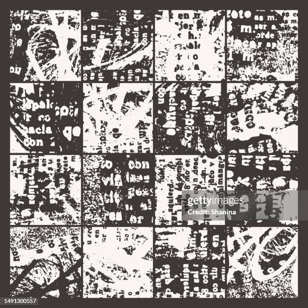 mixmedia textures grid background - black and white - v2 - printing texture stock illustrations