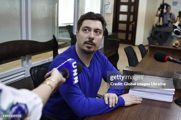 Vsevolod Kniaziev, dismissed from the position of the President of the Supreme Court of Ukraine, speaks with journalists in the courtroom of the High...