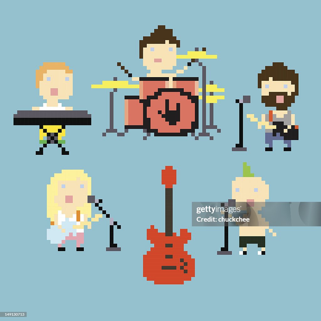 Pixel Rock Band High-Res Vector Graphic - Getty Images
