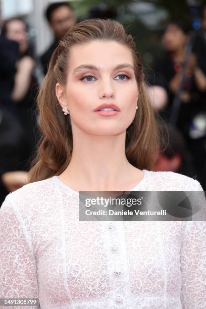 Luna Bijl attends the "Indiana Jones And The Dial Of Destiny" red carpet during the 76th annual Cannes film festival at Palais des Festivals on May...