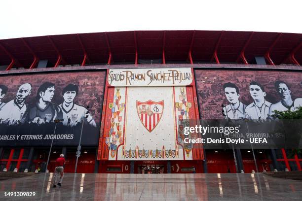 General view outside the stadium prior to the UEFA Europa League semi-final second leg match between Sevilla FC and Juventus at Estadio Ramon Sanchez...