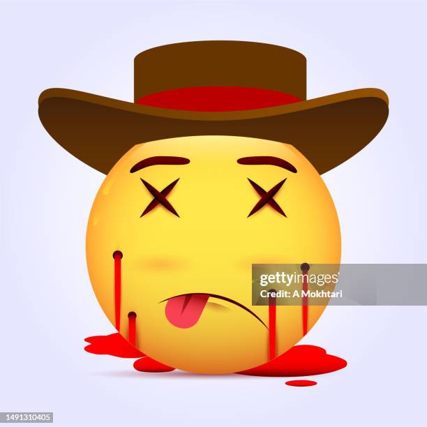 dead cowboy emoticon. - sheriff vector stock illustrations