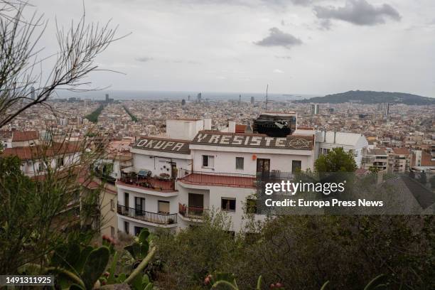 The squatted building 'Los Blokes Fantasma', on 18 May, 2023 in Barcelona, Catalonia, Spain. 42% of the squats registered in Spain are located in...