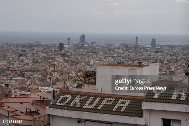 The squatted building 'Los Blokes Fantasma', on 18 May, 2023 in Barcelona, Catalonia, Spain. 42% of the squats registered in Spain are located in...