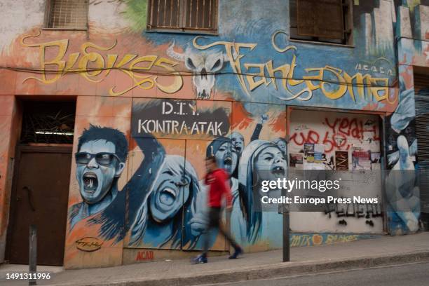 The squatted building 'Los Blokes Fantasma', on 18 May, 2023 in Barcelona, Catalonia, Spain. 42% of the squats registered in Spain are located in...