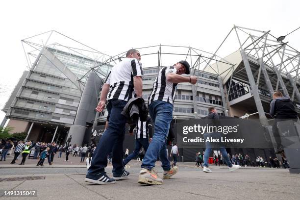 General view outside the stadium as fans gather prior to dthe Premier League match between Newcastle United and Brighton & Hove Albion at St. James...