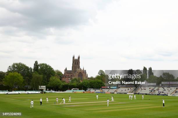 General view during the LV= Insurance County Championship Division 2 match between Worcestershire and Leicestershire at New Road on May 18, 2023 in...