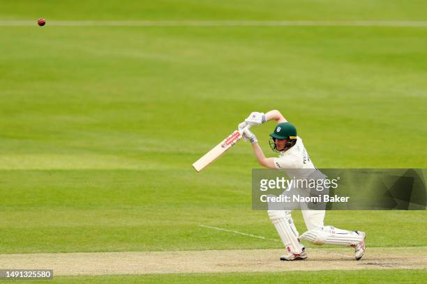 Ed Pollock bats during the LV= Insurance County Championship Division 2 match between Worcestershire and Leicestershire at New Road on May 18, 2023...