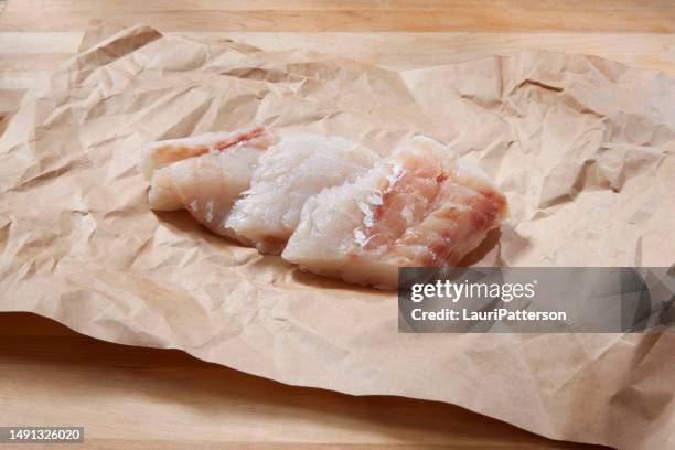 raw cod fillets - whitefish stock pictures, royalty-free photos & images
