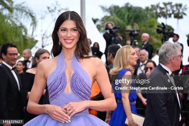 Iris Mittenaere attends the "Indiana Jones And The Dial Of Destiny" red carpet during the 76th annual Cannes film festival at Palais des Festivals on...