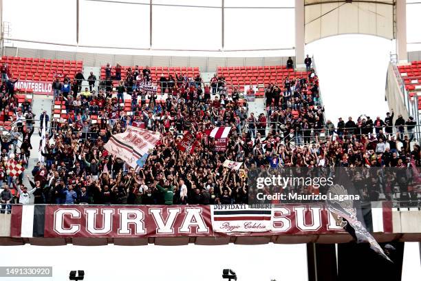 Supporters of Reggina during Serie B match played beetween SSC Bari and Reggina 1914 at Stadio San Nicola on May 13, 2023 in Bari, Italy.