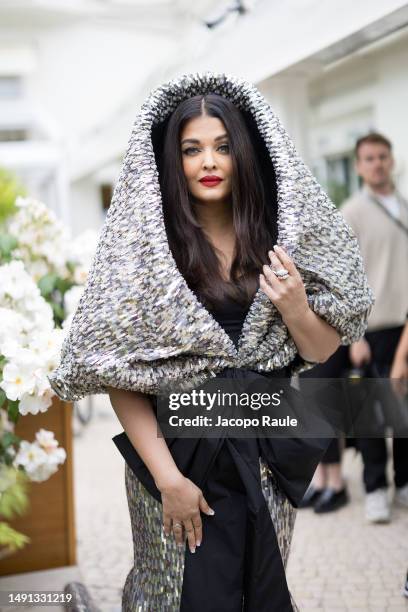 Aishwarya Rai is seen at Hotel Martinez during the 76th Cannes film festival on May 18, 2023 in Cannes, France.