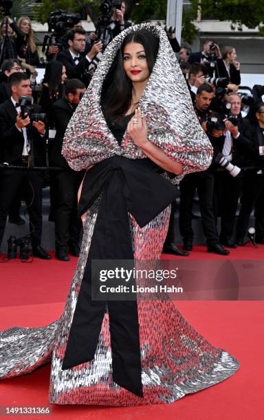 Aishwarya Rai attends the "Indiana Jones And The Dial Of Destiny" red carpet during the 76th annual Cannes film festival at Palais des Festivals on...