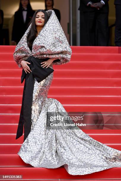 Aishwarya Rai attends the "Indiana Jones And The Dial Of Destiny" red carpet during the 76th annual Cannes film festival at Palais des Festivals on...