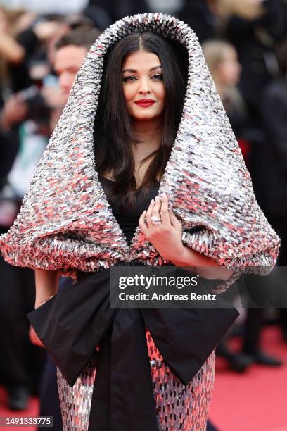 Aishwarya Rai attends the "Indiana Jones And The Dial Of Destiny" red carpet during the 76th annual Cannes film festival at Palais des Festivals on...