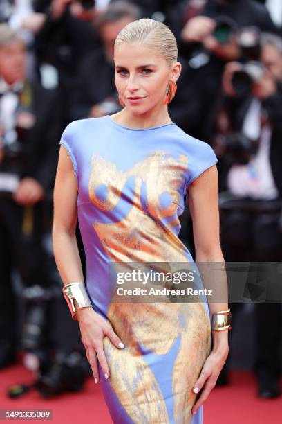 Caroline Daur attends the "Indiana Jones And The Dial Of Destiny" red carpet during the 76th annual Cannes film festival at Palais des Festivals on...