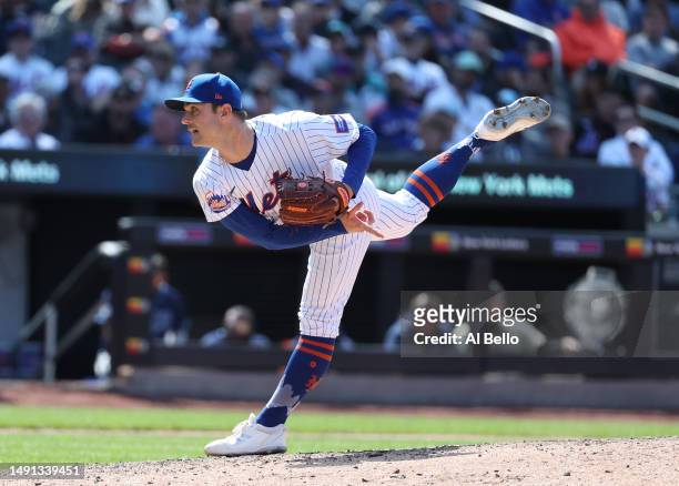 David Robertson of the New York Mets pitches against the Tampa Bay Rays during their game at Citi Field on May 18, 2023 in New York City.