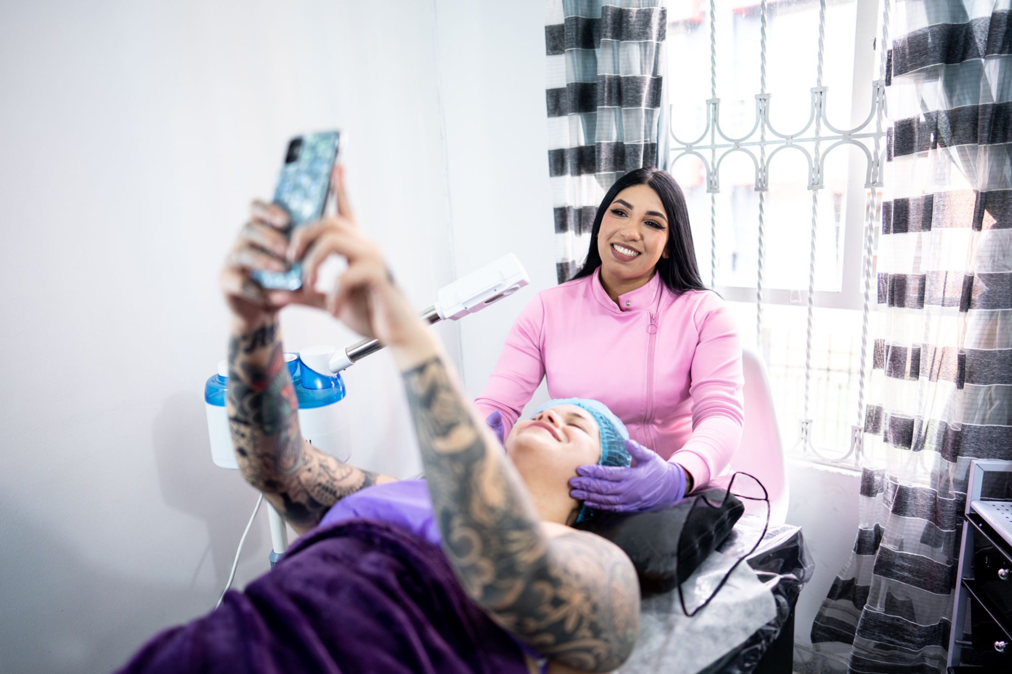 happy tattoo client