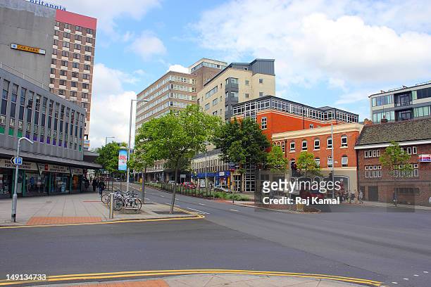 maid marion walk, nottingham city centre. england. - nottingham stock pictures, royalty-free photos & images