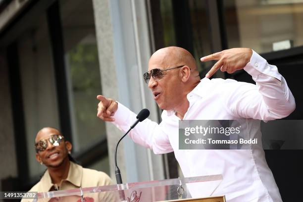 Ludacris and Vin Diesel attend a ceremony honoring Ludacris with a star on the Hollywood Walk of Fame on May 18, 2023 in Hollywood, California.