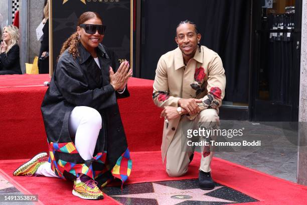 Queen Latifah and Ludacris attend a ceremony honoring Ludacris with a star on the Hollywood Walk of Fame on May 18, 2023 in Hollywood, California.
