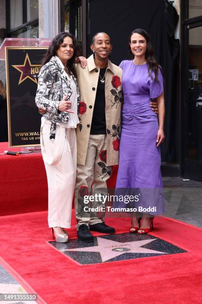 Michelle Rodriguez, Ludacris and Jordana Brewster attend a ceremony honoring Ludacris with a star on the Hollywood Walk of Fame on May 18, 2023 in...