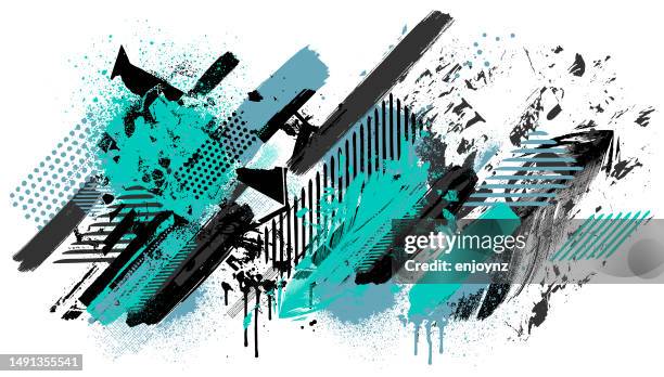 abstract black and teal blue grunge textures and patterns vector - green graffiti background stock illustrations
