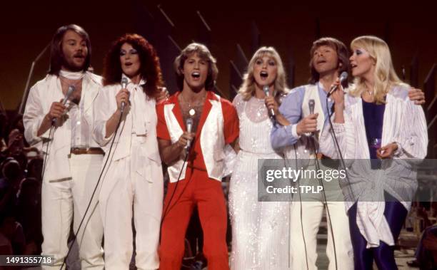 Swedish singers and songwriters Benny Andersson, Anni-Frid Lyngstad , Björn Ulvaeus, Agnetha Fältskog , of the supergroup ABBA, along with...