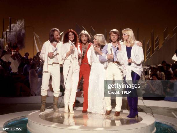 Swedish singers and songwriters Benny Andersson, Anni-Frid Lyngstad , Björn Ulvaeus, Agnetha Fältskog , of the supergroup ABBA, along with...