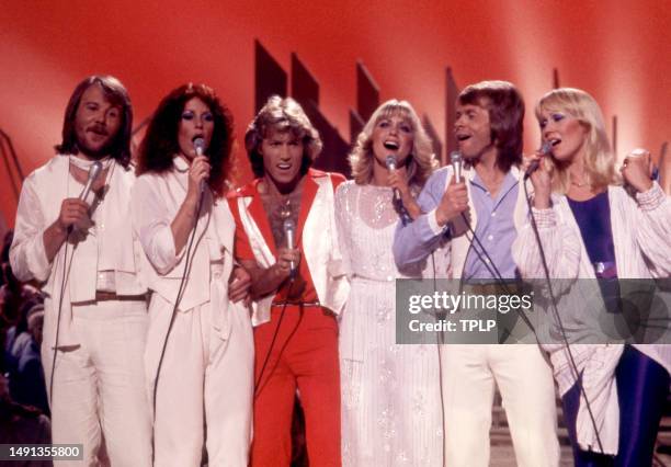 Swedish singers and songwriters Benny Andersson, Anni-Frid Lyngstad , Björn Ulvaeus, Agnetha Fältskog , of the supergroup ABBA, along with...