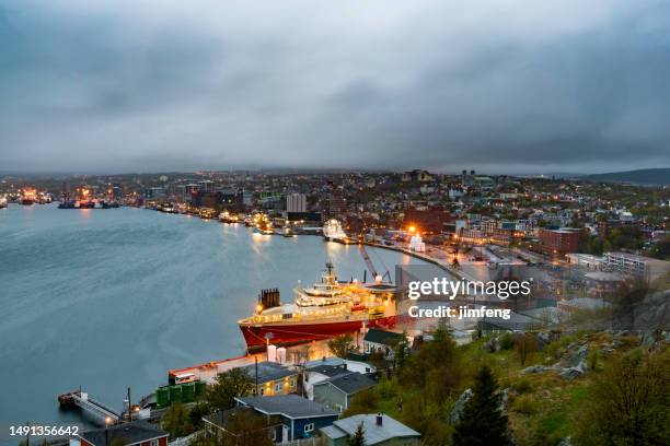 st john's harbour at dusk, newfoundland and labrador, canada - newfoundland and labrador stock pictures, royalty-free photos & images