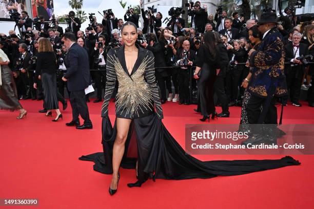 Kat Graham attends the "Indiana Jones And The Dial Of Destiny" red carpet during the 76th annual Cannes film festival at Palais des Festivals on May...