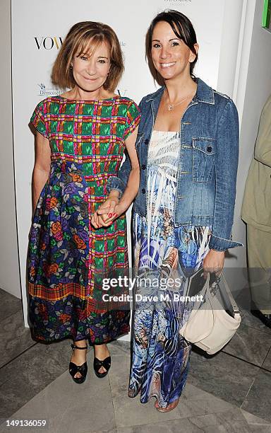 Zoe Wanamaker and Andrea McLean attend a champagne reception introducing the Voice of a Woman Awards, featuring a private viewing of the Cultural...