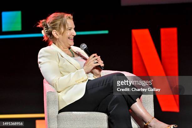 Krista Smith speaks onstage during Sr. At FYSEE | Netflix at Red Studios on May 17, 2023 in Los Angeles, California.