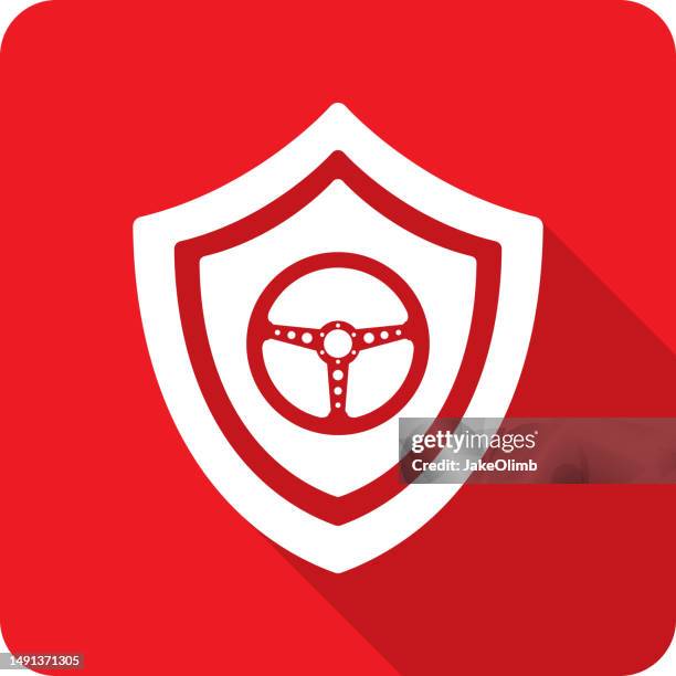 shield steering wheel icon silhouette - drive safe stock illustrations