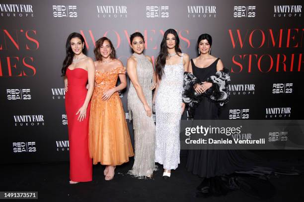 Razane Jammal, Fatima AlBanawi, Sarah Ali Khan, Tara Emad, Mila Al Zahrani attend the Red Sea International Film Festival's "Women's Stories Gala" in...