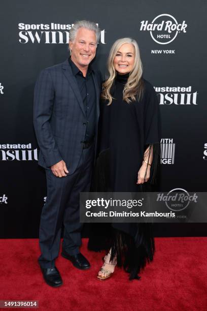 Ross Levinsohn and Sports Illustrated Swimsuit Editor in Chief MJ Day attend the 2023 Sports Illustrated Swimsuit Issue release party at Hard Rock...