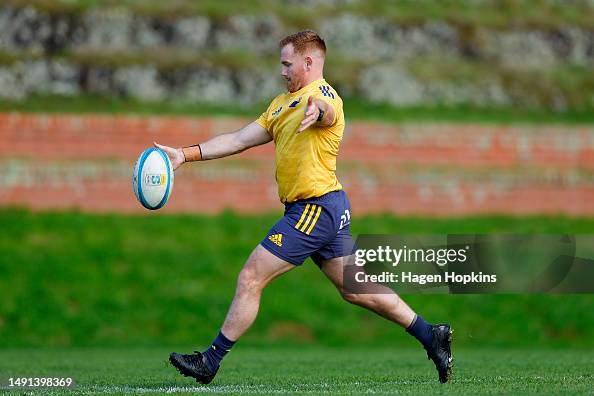 Jaime Booth Rugby Jamie Booth kicks during a Hurricanes Super Rugby captain's run at ...