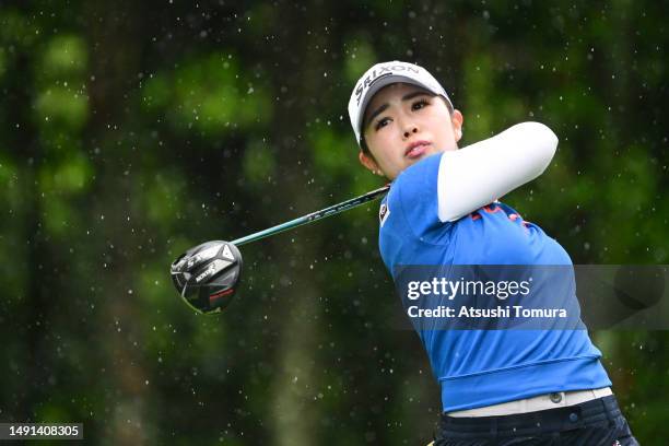 Miyuu Yamashita of Japan hits her tee shot on the 3rd hole during the second round of Bridgestone Ladies Open at Chukyo Golf Club Ishino Course on...